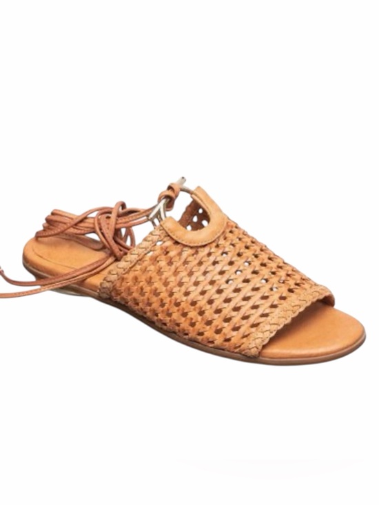 Antelope Shoes - Antelope Brown Woven Leather Ciara Ankle Strap Sandals Shoes size 39/8